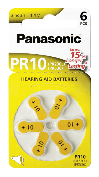 Baterie Panasonic PR 10 Zinc Air do aparatów słuchowych 10 blistrów po 6 szt