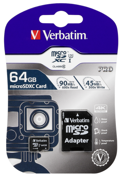 Karta pamięci Verbatim MicroSDXC Pro 64GB Class 10 UHS-I + adapter