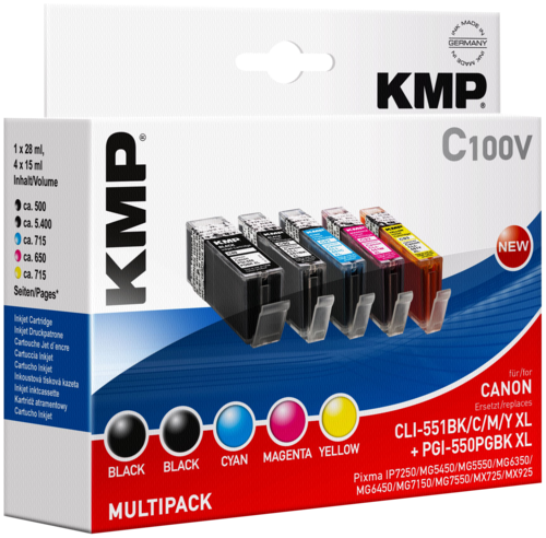 Zestaw tuszy KMP C100V Multipak kompatybilny z Canon PGI-550/CLI-551 XL