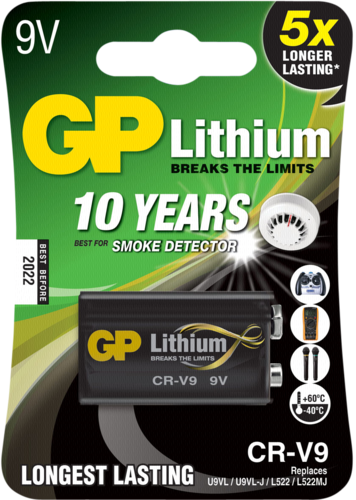 1 GP Lithium 9V-Block do czujnika dymu