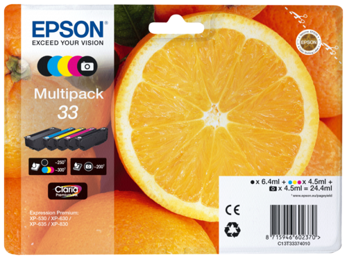 Epson Multipak Claria Premium BK/PBK/C/M/Y 33           T 3337