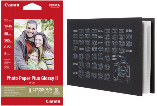 Canon PP-201 10x15 cm, 50 kartek Glossy II 265 g + Album fotograficzny