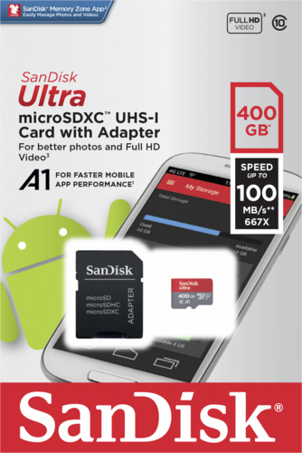 Karta pamięci SanDisk Ultra microSDXC A1 400GB 100MB/s.Adapt.SDSQUAR-400G-GN6MA
