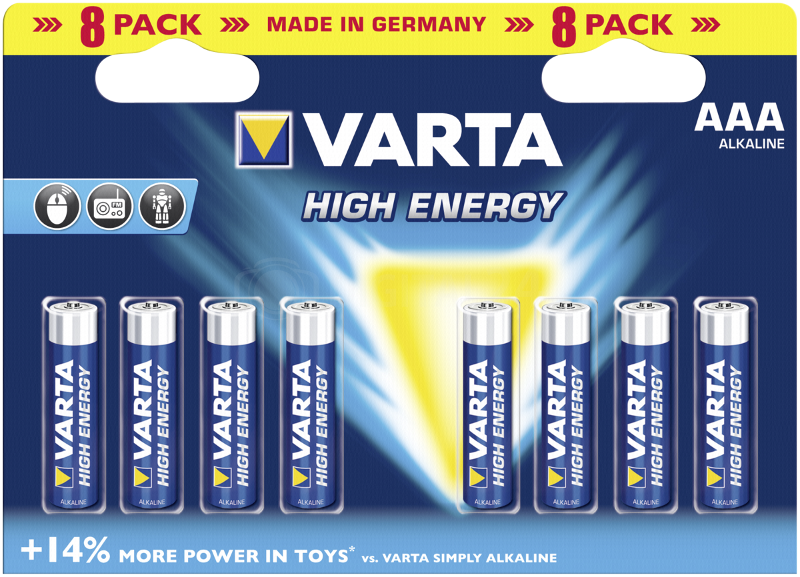 Baterie Varta AAA / LR 03 - 20 blistrów po 8 sztuk