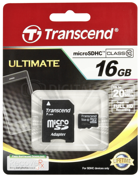 Karta pamięci Transcend MicroSDHC 16GB Class 10 + adapter