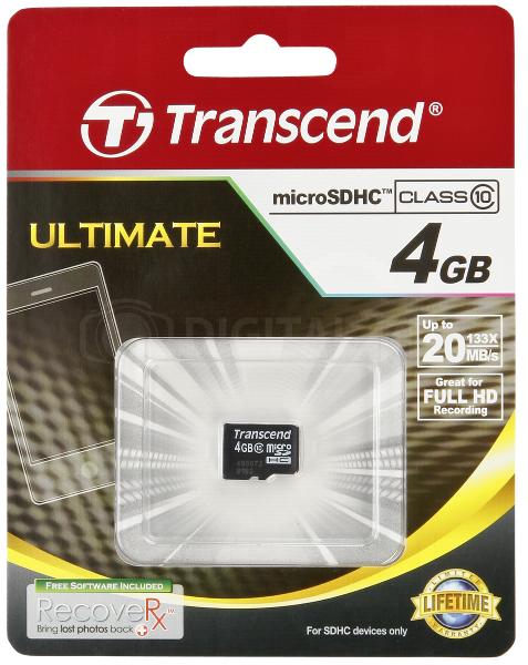 Karta pamięci Transcend MicroSD SDHC 4GB Class 10