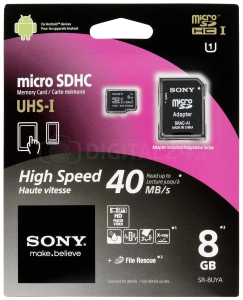 Karta pamięci Sony microSDHC 8GB Class 10 + adapter