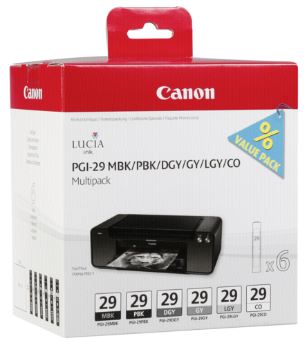 Zestaw tuszy Canon PGI-29 Multipack MBK/PBK/DGY/GY/LGY/CO
