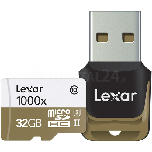 Karta pamięci Lexar microSDHC 1000x 32GB UHS-II + czytnik USB 3.0
