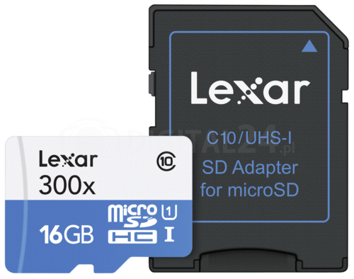 Karta pamięci Lexar microSDHC High Speed 16GB 300x + adapter SD