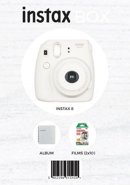 Fujifilm INSTAX 8 BOX Biały- aparat, 2 wkłady, futerał