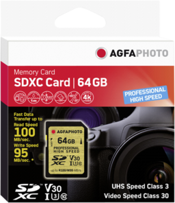Karta pamięci AgfaPhoto SDXC UHS I U3 V30 64GB Professional High Speed