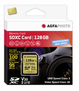 Karta pamięci AgfaPhoto SDXC UHS I       128GB Professional High Speed U3 V30